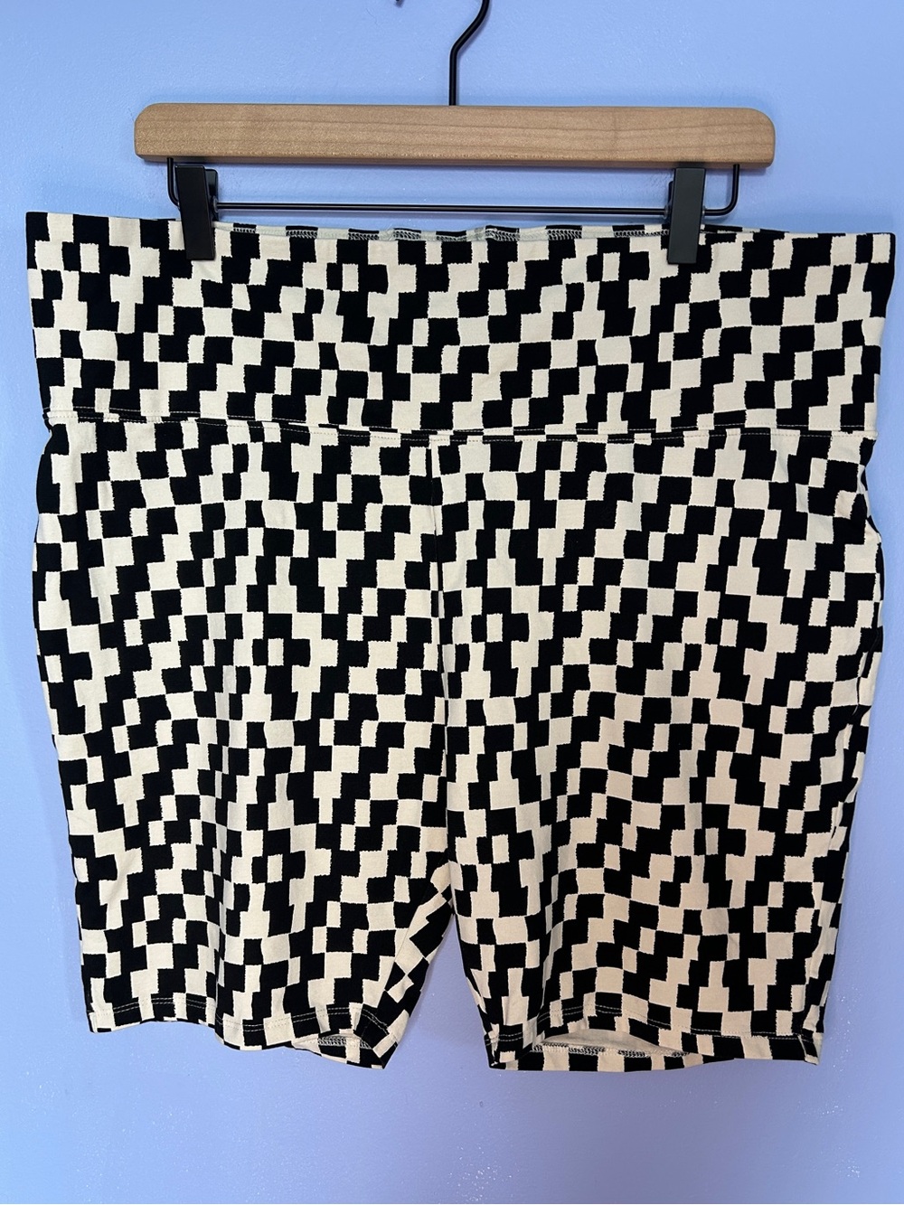 bp Black and White Checkered Cotton Bike Shorts
